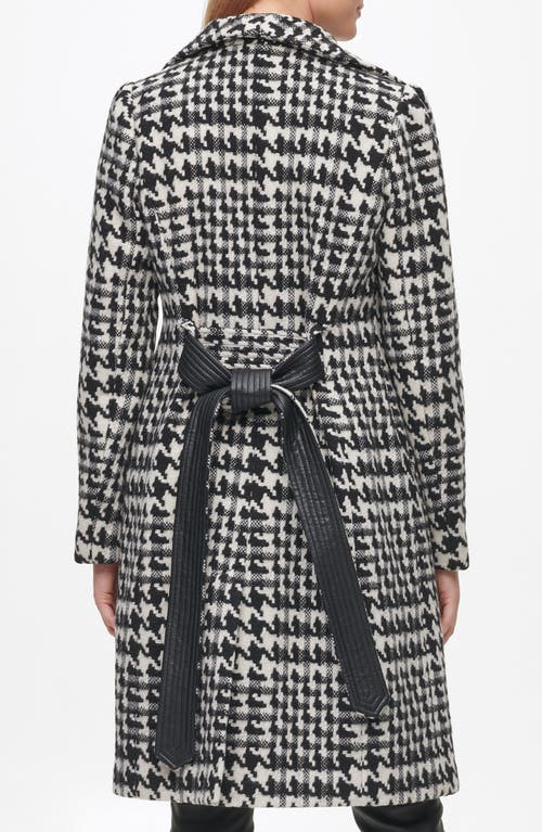 Karl Lagerfeld Paris Puff Sleeve Belted Coat In Multi
