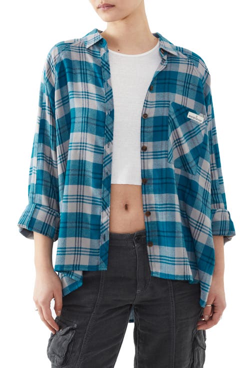 Brendon Plaid High-Low Hem Button-Up Shirt