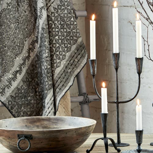 Tag Cody Black Metal Trident Taper Candlestick Holder Set In Black