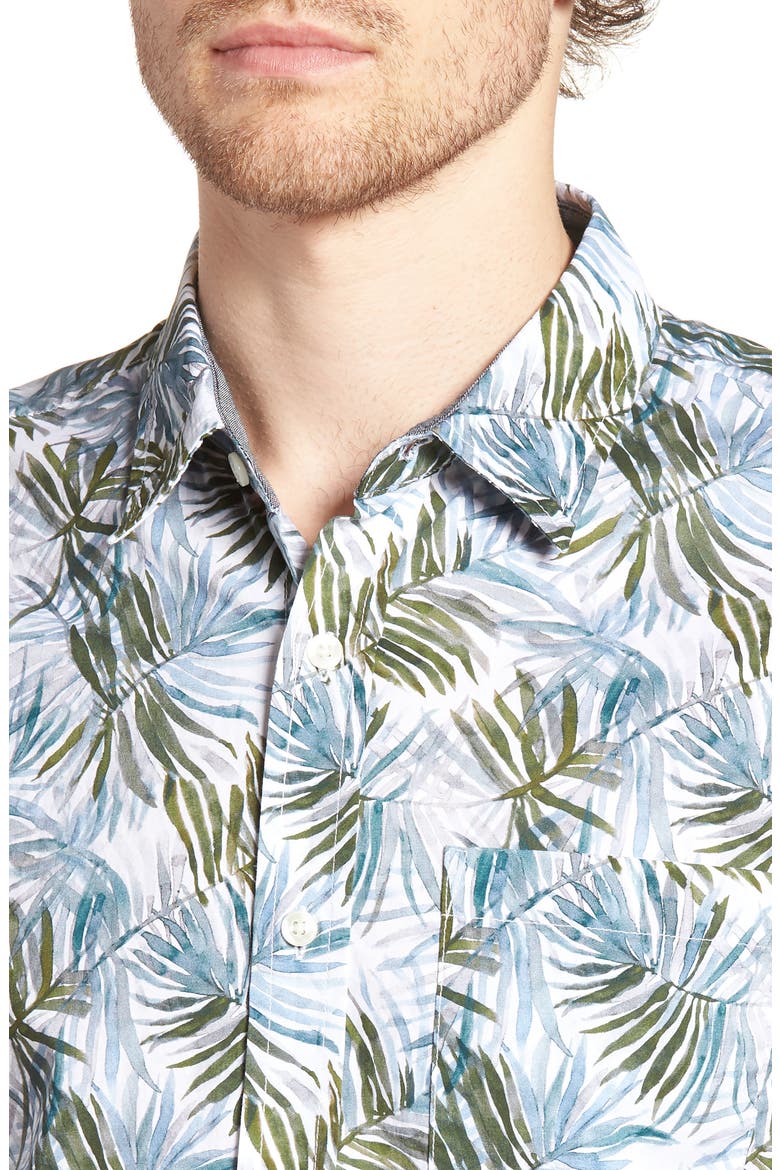 Nash Regular Fit Print Sport Shirt, Alternate, color, PLAITED PALMS