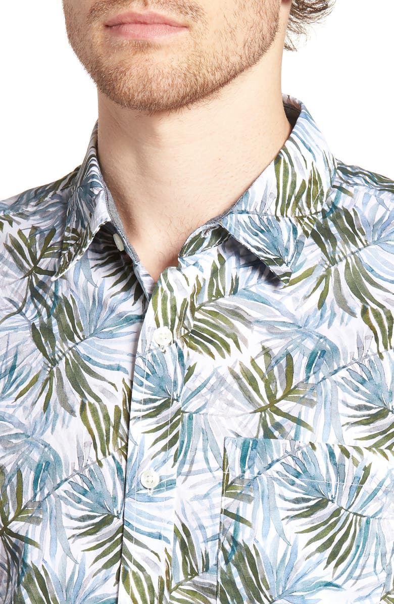 AG Nash Regular Fit Print Sport Shirt, Alternate, color, Plaited Palms
