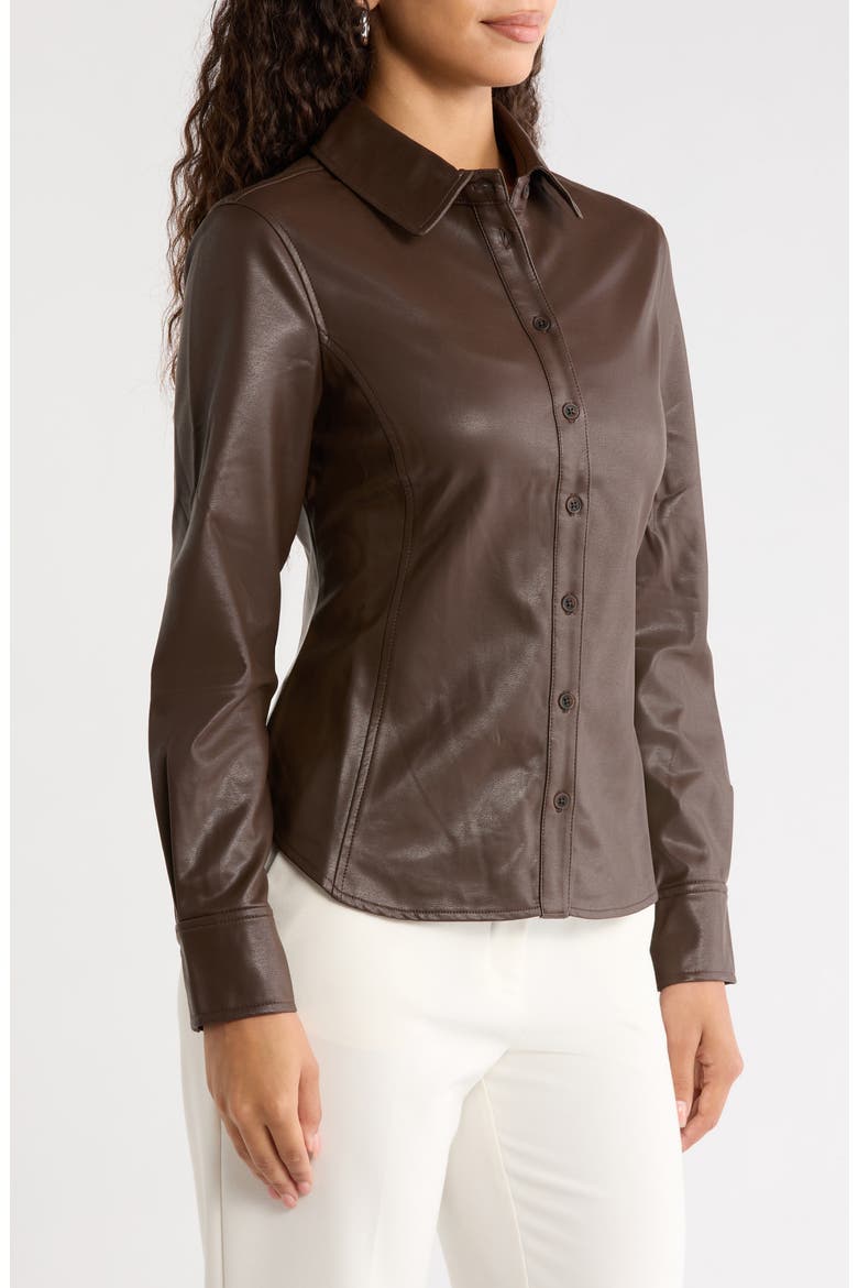 Faux Leather Fitted Shirt, Alternate, color, DELICIOSO