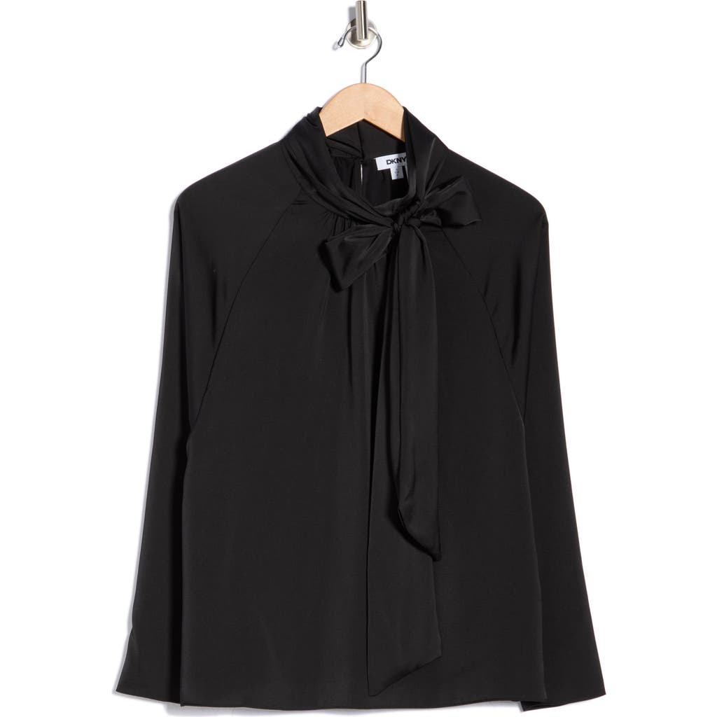 Dkny Sueded Satin Top In Black