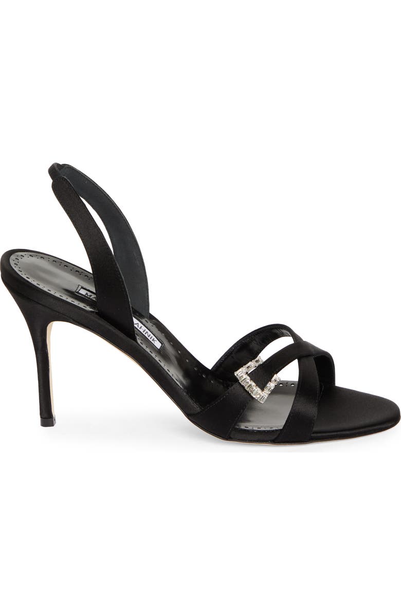 Manolo Blahnik Ramisli Crystal Buckle Slingback Sandal, Alternate, color,