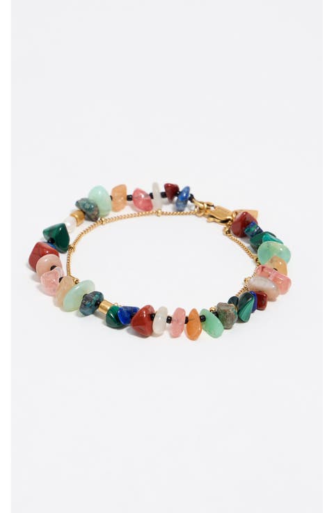 Double-layer chain multicolor stones bracelet