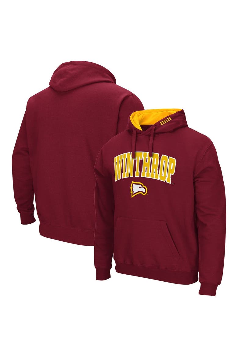 Men's Colosseum Red Winthrop Eagles Arch and Logo Pullover Hoodie, Main, color, Red