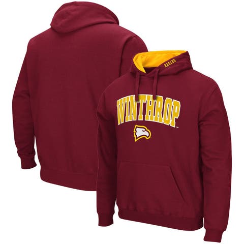 Men's Colosseum Red Winthrop Eagles Arch and Logo Pullover Hoodie
