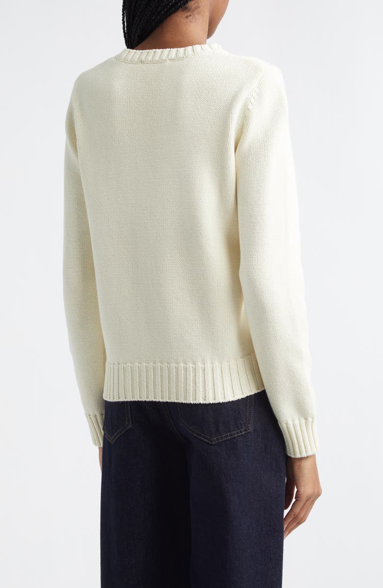 Sporty & Rich Nautical Embroidered Cotton Crop Sweater, Alternate, color, Ecru