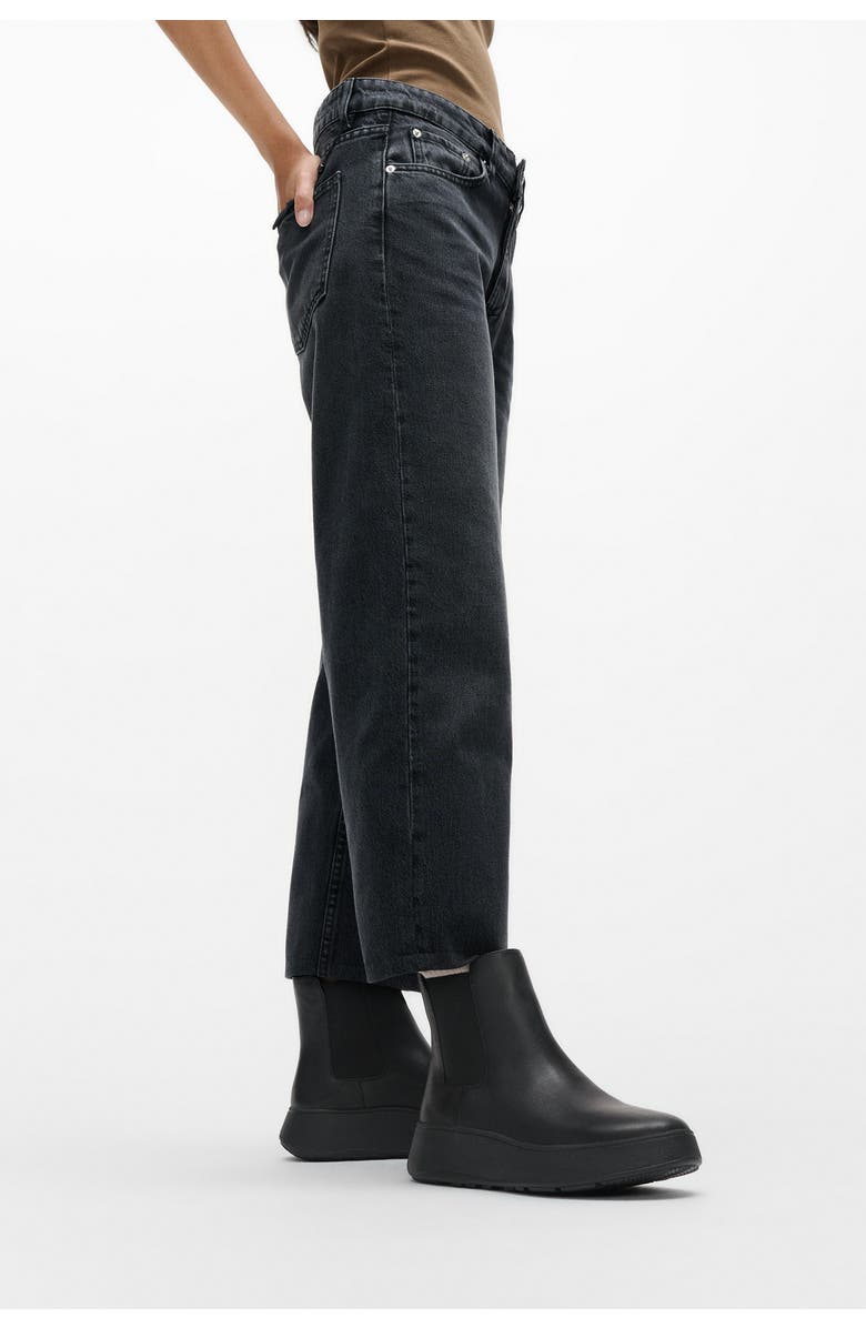 FitFlop F-Mode leather flatform chelsea boots, Alternate, color, All Black