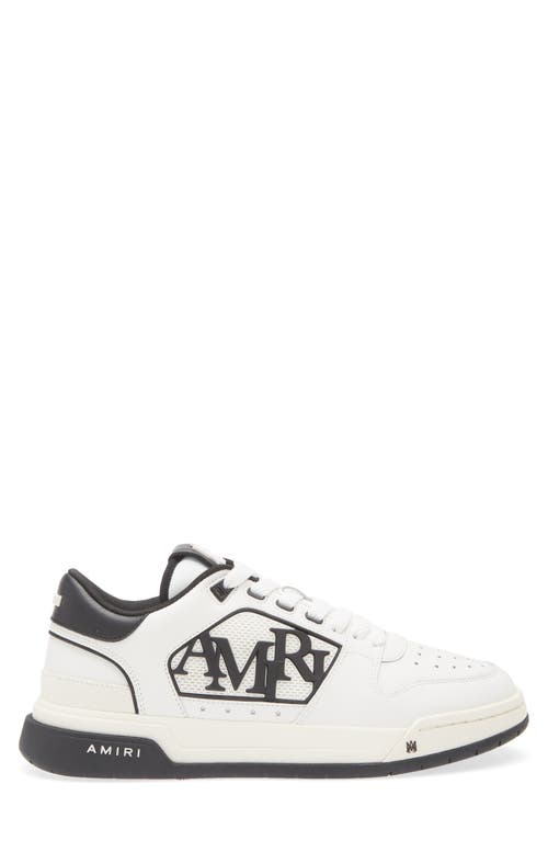 Amiri White Low Top Sneakers With Logo Patch On The Side And Contrasting Heel With Logo Lettering In Leath In White Black
