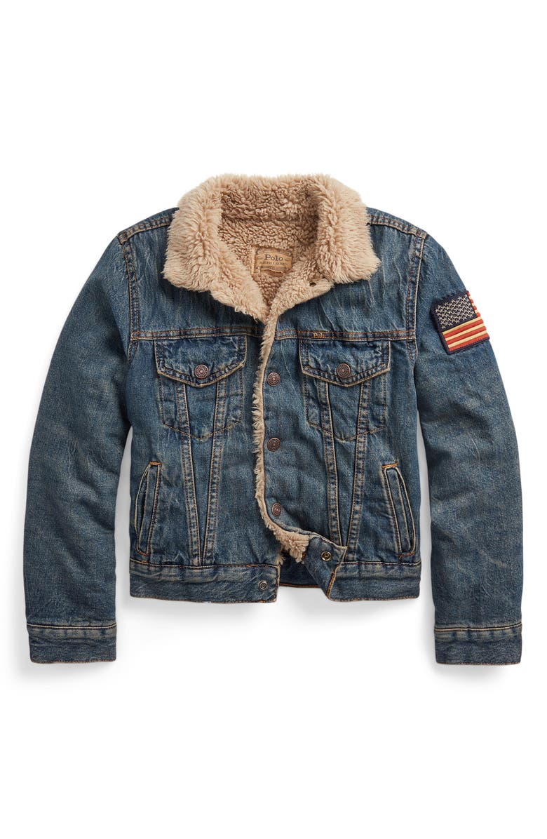 Polo Ralph Lauren Kids' Fleece Lined Denim Trucker Jacket, Main, color,