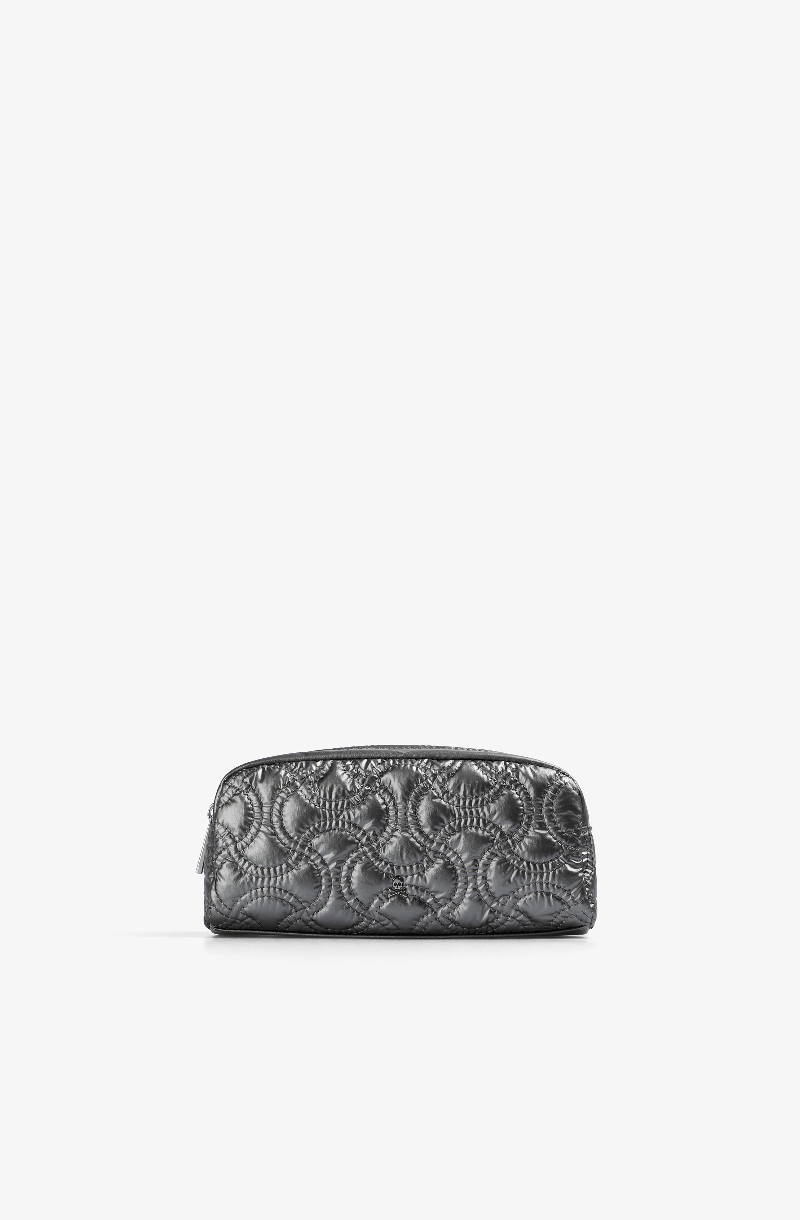 Scalpers Nyquilted Pencil Case, Main, color, Silver