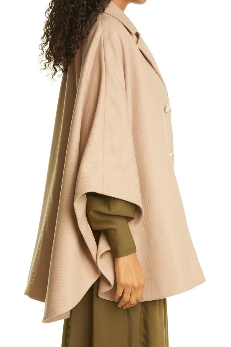 Donnata Double Breasted Wool & Cashmere Blend Cape, Alternate, color, CAMEL