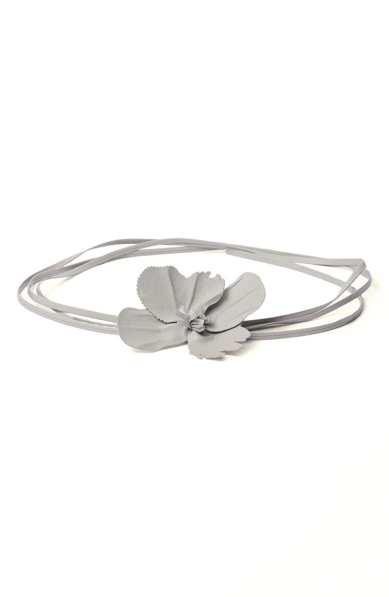 MANGO Flower Thin Leather Belt, Main, color, 