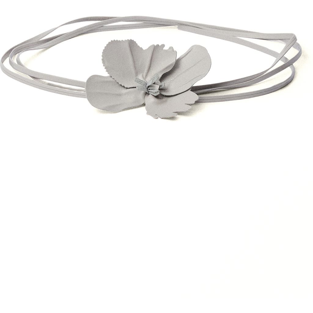 Mango Flower Thin Leather Belt In Gray