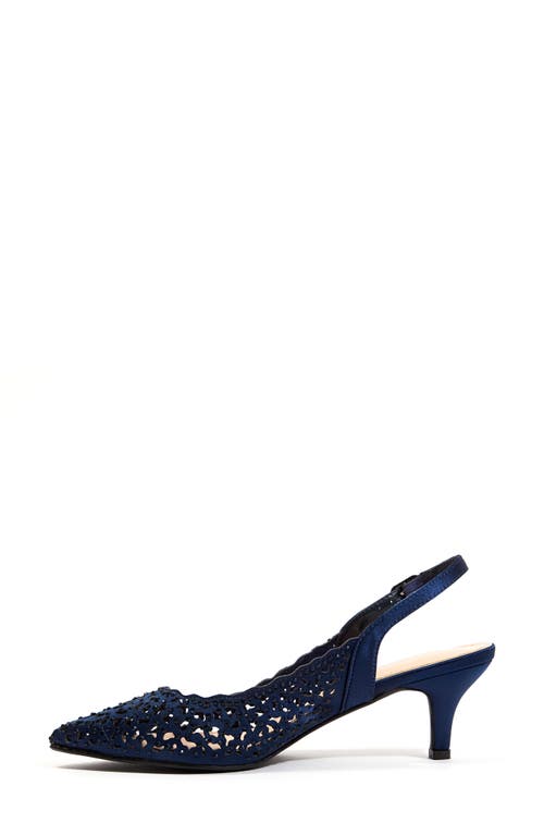 Lady Couture Rhinestone Laser Cut Slingback Pump In Blue