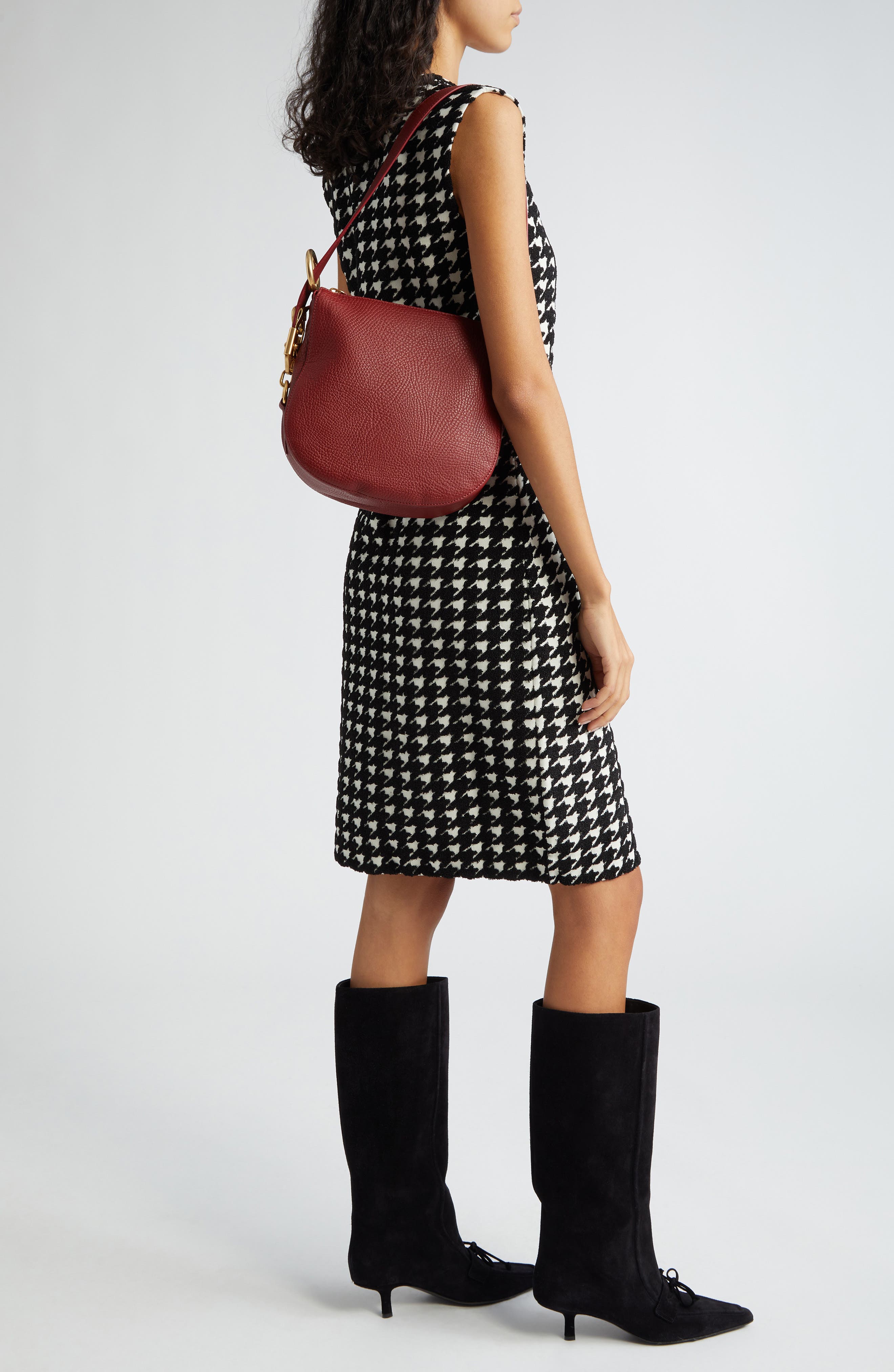 Burberry Small Knight Asymmetric Leather Shoulder Bag, Alternate, color, 