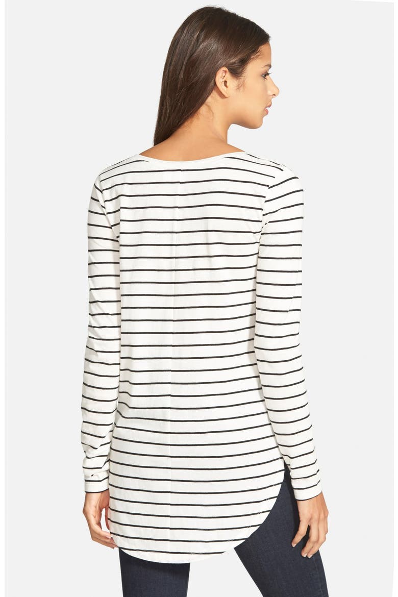 Stripe High/Low Tee, Alternate, color, IVORY EGRET TAWNY STRIPE