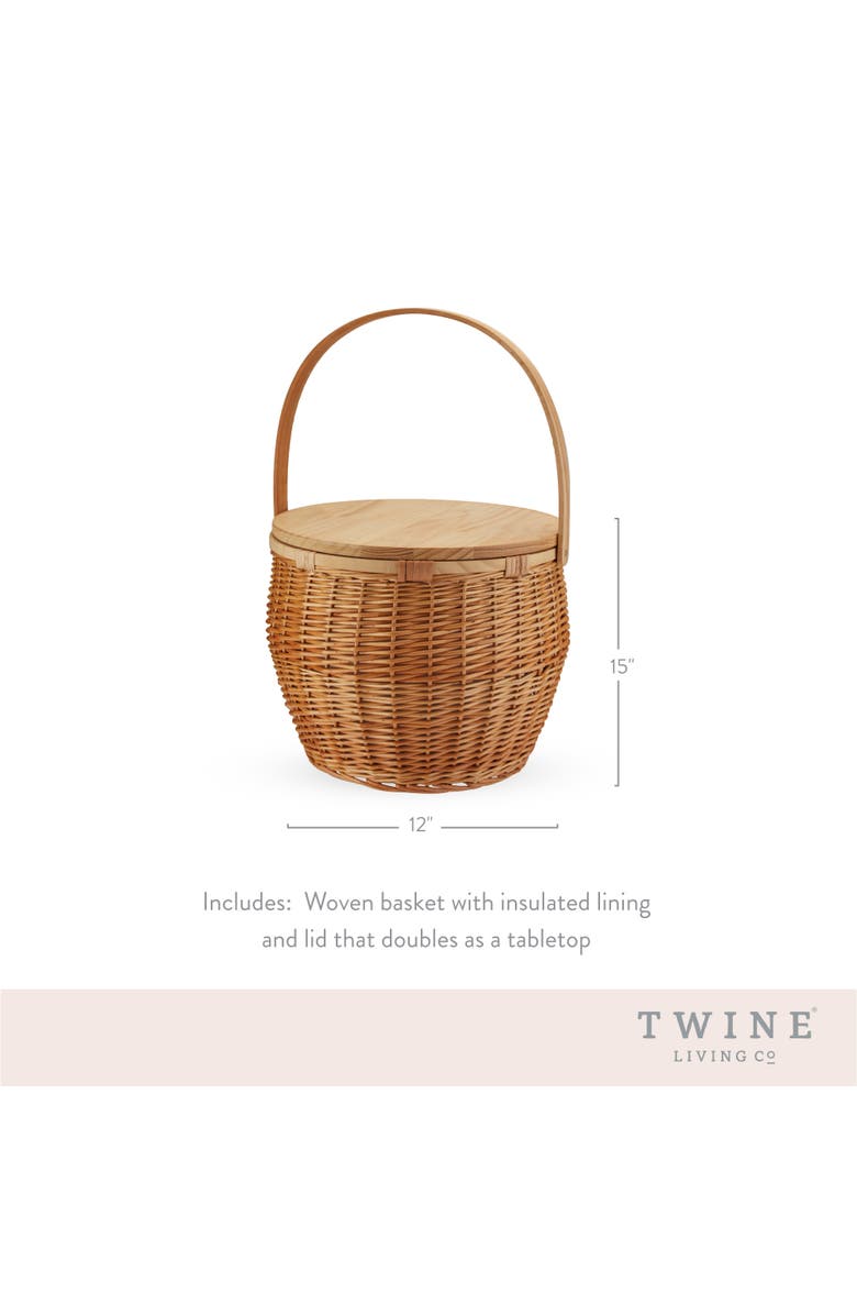 TWINE Cask Willow Picnic Basket, Alternate, color, Brown