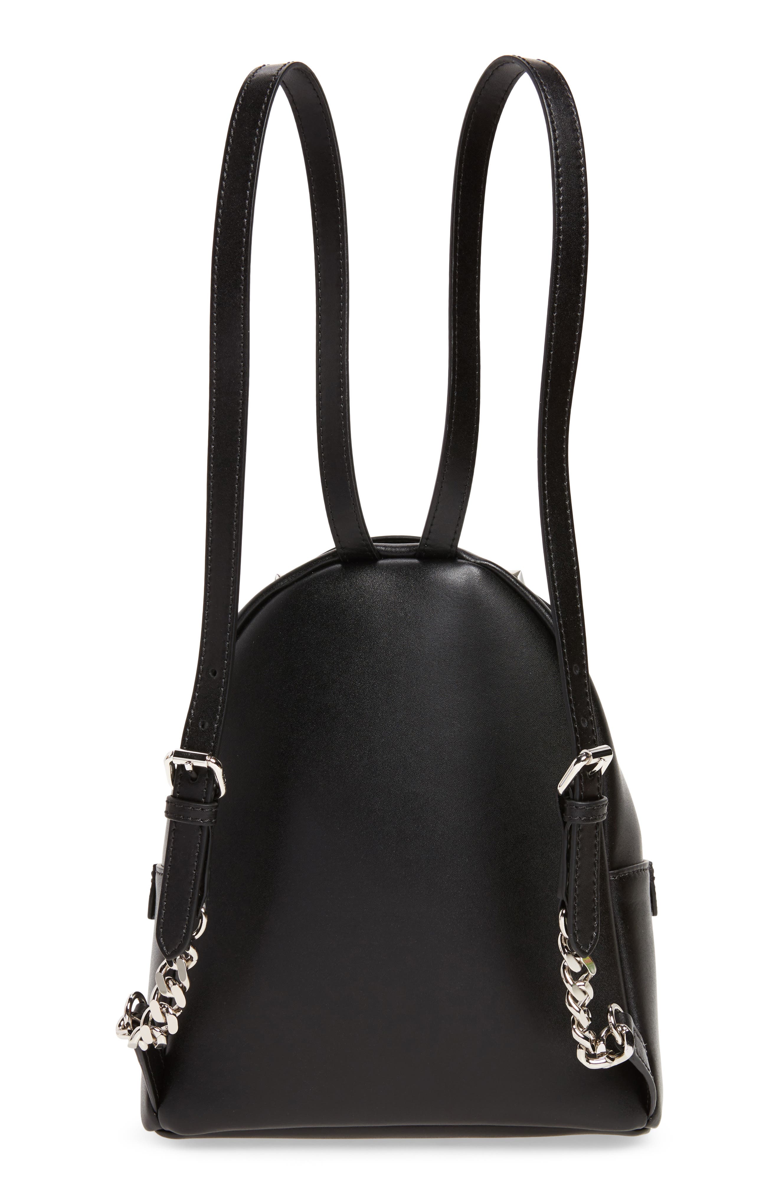 Fendi Mini Imitation Pearl Bow Leather Backpack, Alternate, color, 