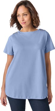 Jessica London Short Sleeve Boatneck Knit Tee