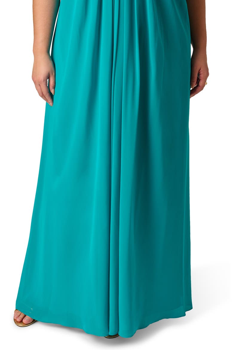 Strapless Chiffon Gown, Alternate, color, TURQUOISE