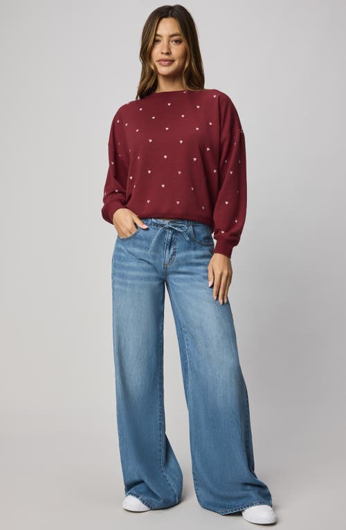 Splendid Love Lounge Embroidered Sweatshirt In Red