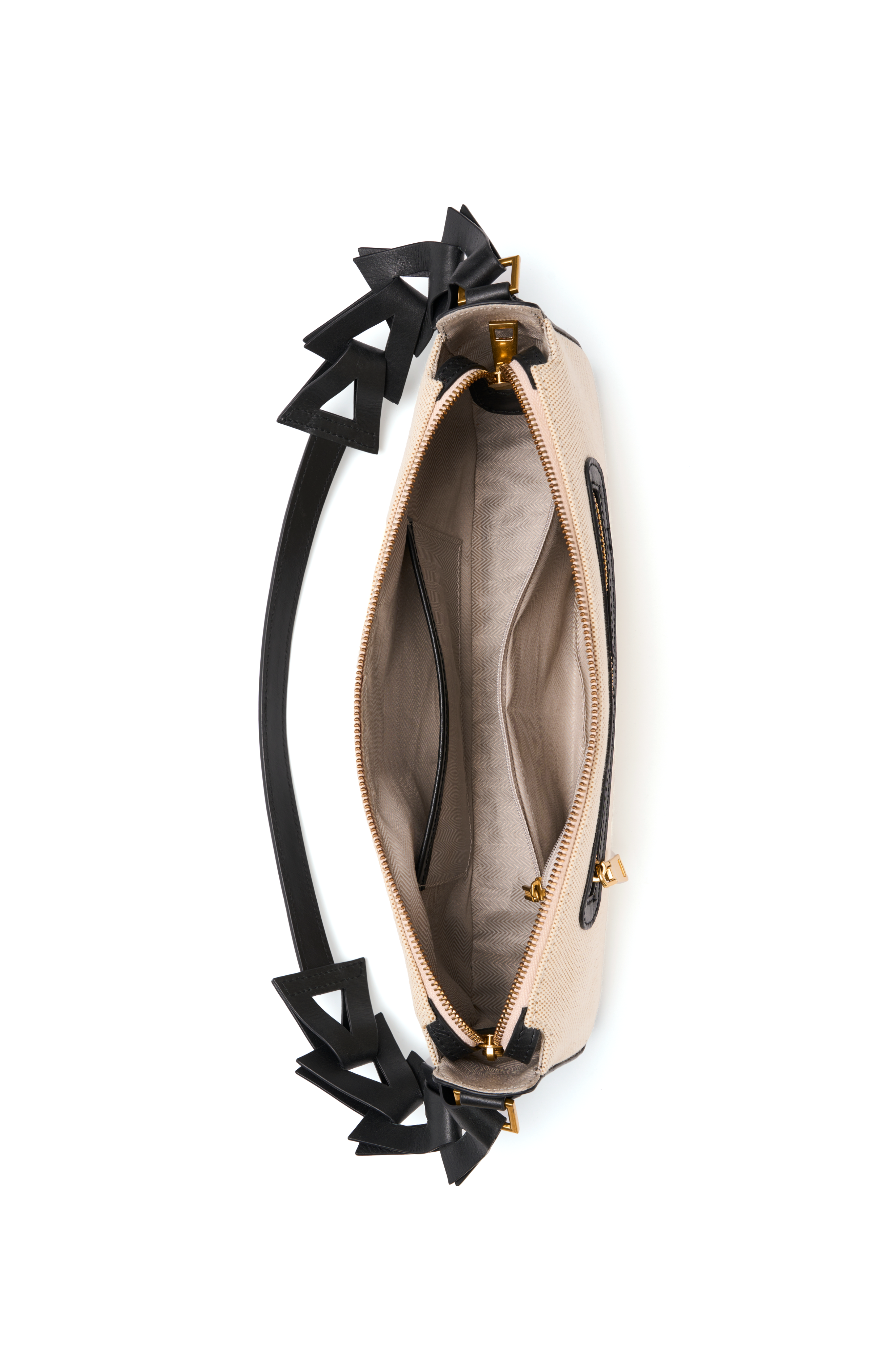 JURGI MANO Canvas and Leather  Shoulder Bag, Alternate, color, Beige/Black