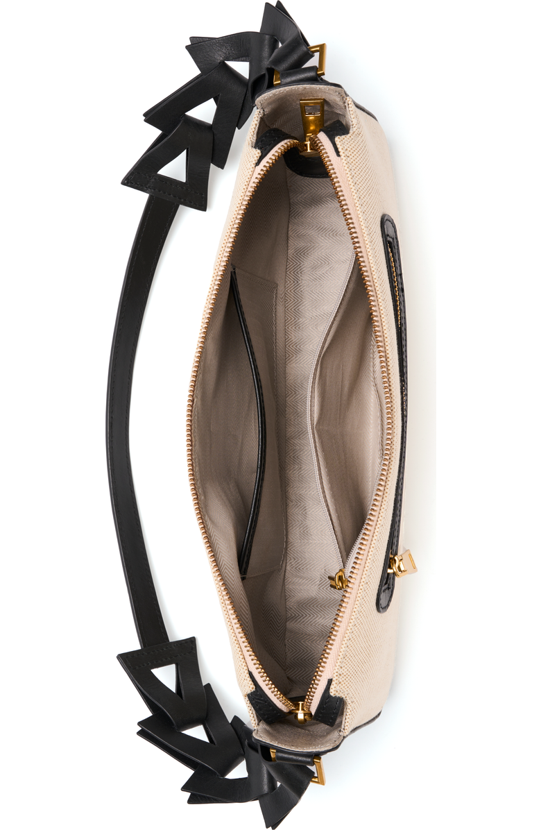 JURGI MANO Canvas and Leather Shoulder Bag, Alternate, color, Beige/Black