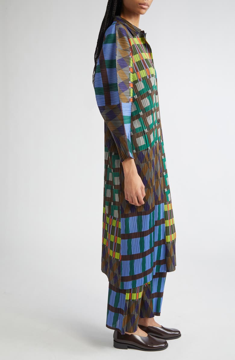 Pleats Please Issey Miyake Harmony Pleated Three Quarter Sleeve Midi Dress, Alternate, color, Blue