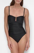 DKNY Bandeau Shirred One-Piece Swimsuit