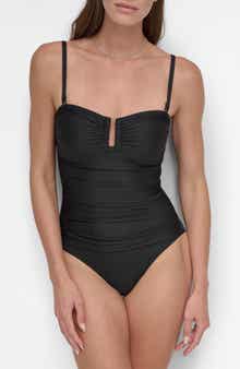 DKNY Bandeau Shirred One-Piece Swimsuit