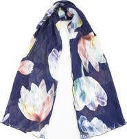 Komarov Floral Border Chiffon Shawl