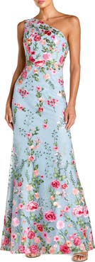 Mac Duggal One Shoulder Lace Embroidered Gown