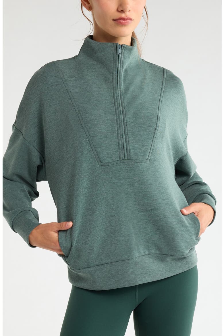 Soft Luxe Half Zip Pullover, Alternate, color, GREEN BALSAM HEATHER