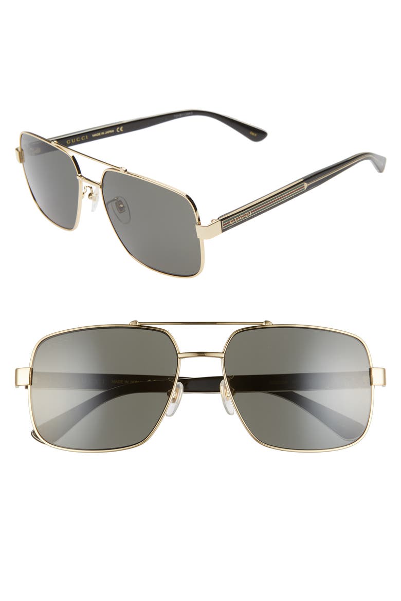 60mm Navigator Sunglasses, Main, color, SHINY ENDURA GOLD