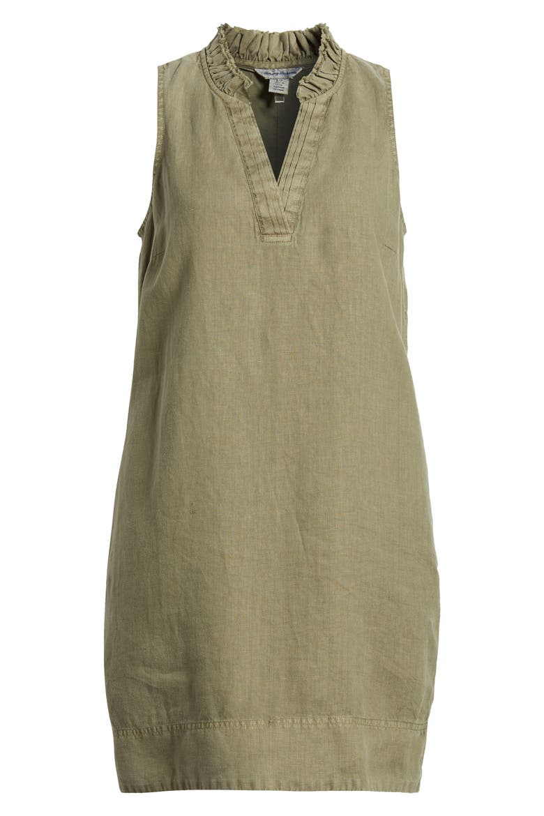 Two Palms Double Ruffle Linen Dress, Alternate, color, TEA LEAF