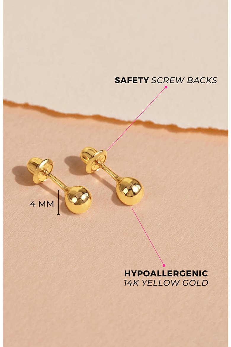 14k Classic Ball Earrings, Alternate, color, Gold