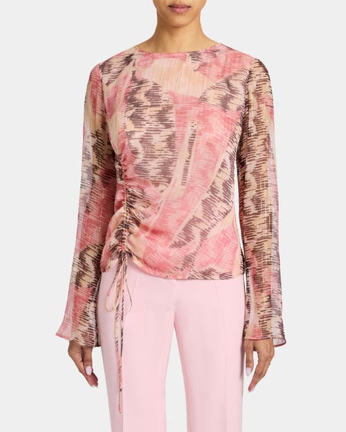 Santorelli Fabi Long Sleeve Top In Printed Silk Chiffon