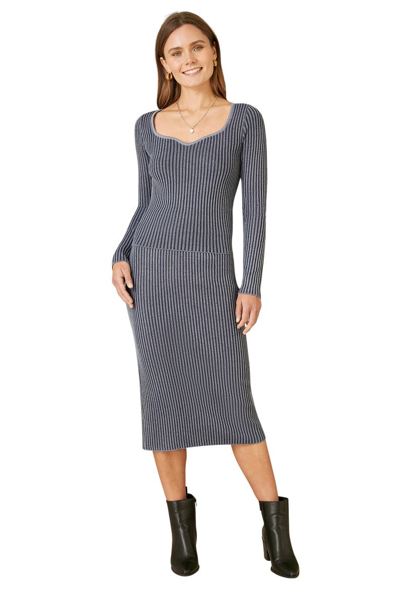 Ribbed Knitted Midi Skirt, Alternate, color, Blue