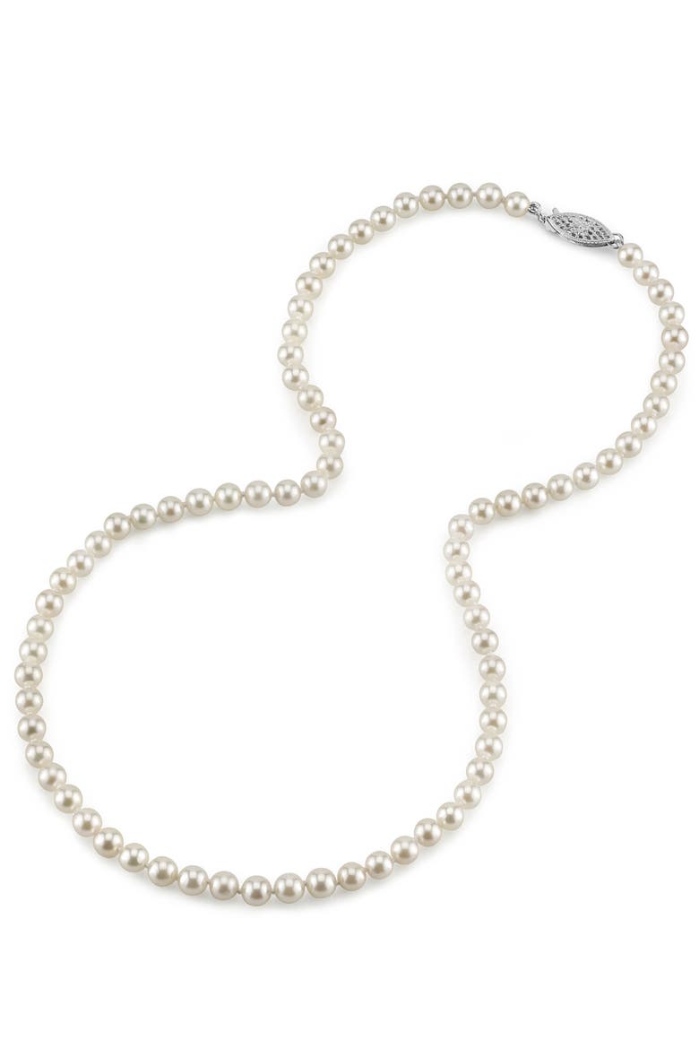 5.0-5.5mm Japanese Akoya White Pearl Necklace - AA+ Quality, Main, color, Sterling Silver Clasp