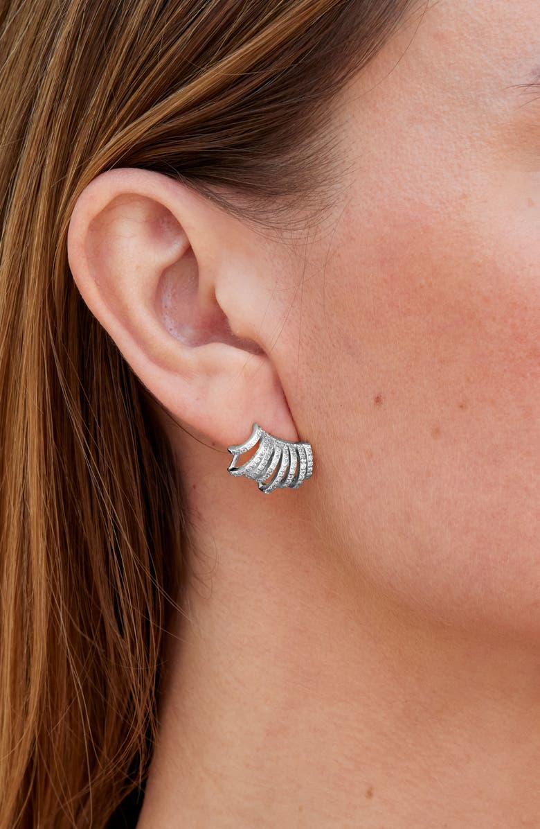 SAVVY CIE JEWELS CZ Pavé Ear Hugger Earrings, Alternate, color, White