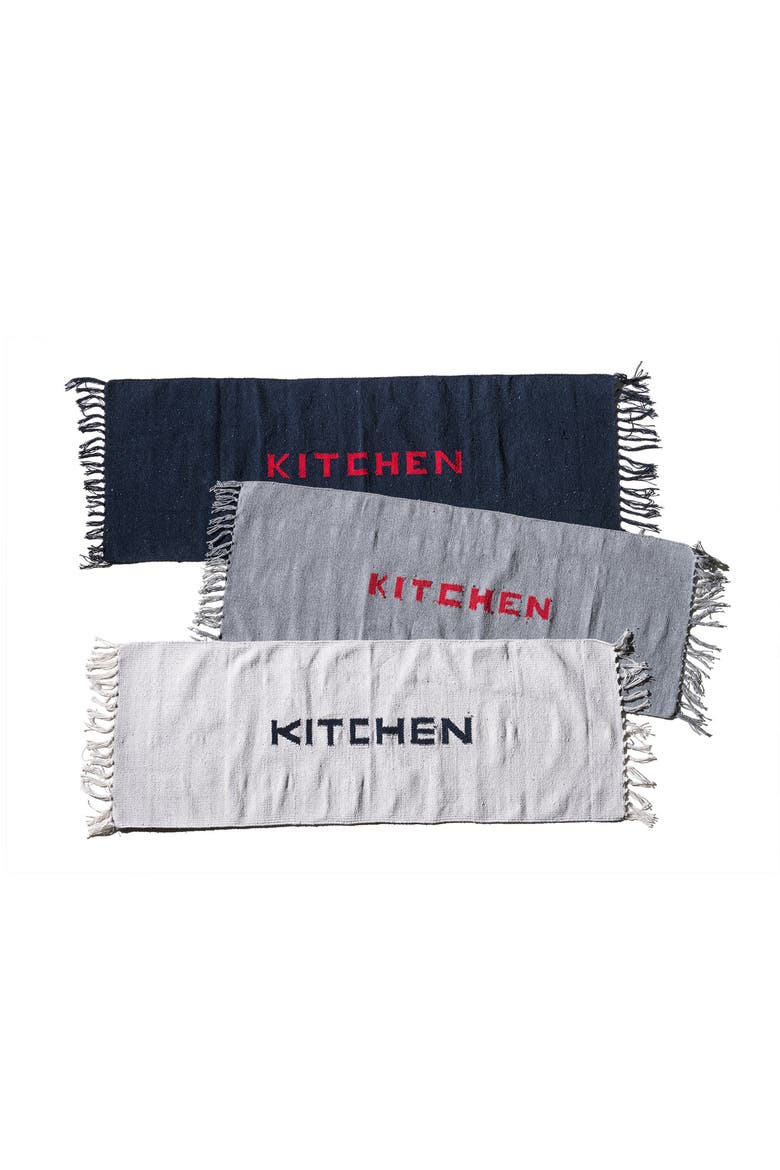 Handloomed Recycle Yarn Kitchen Mat, Alternate, color, Navy Blue