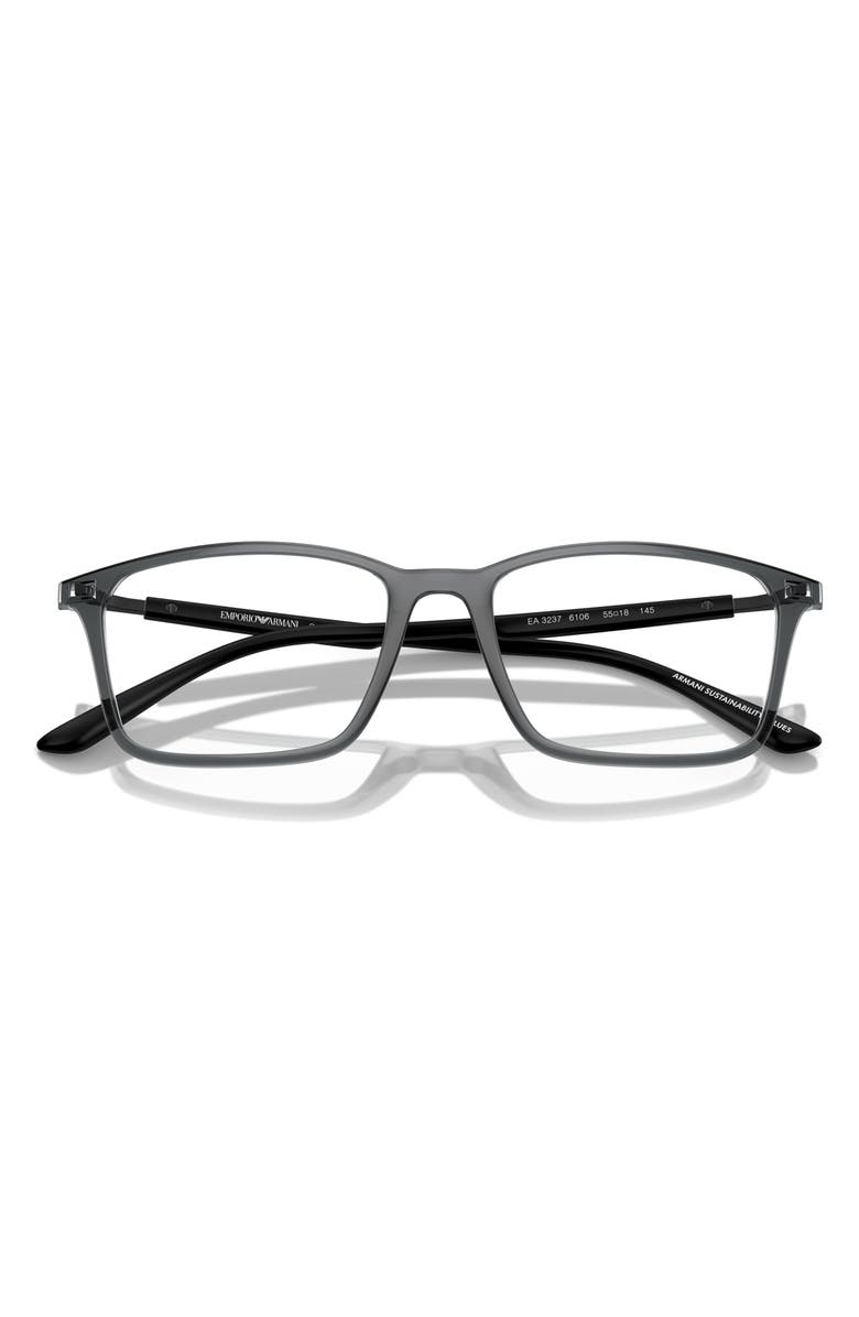 Emporio Armani 55mm Rectangle Optical Glasses, Alternate, color, Shiny Black / Demo Lens