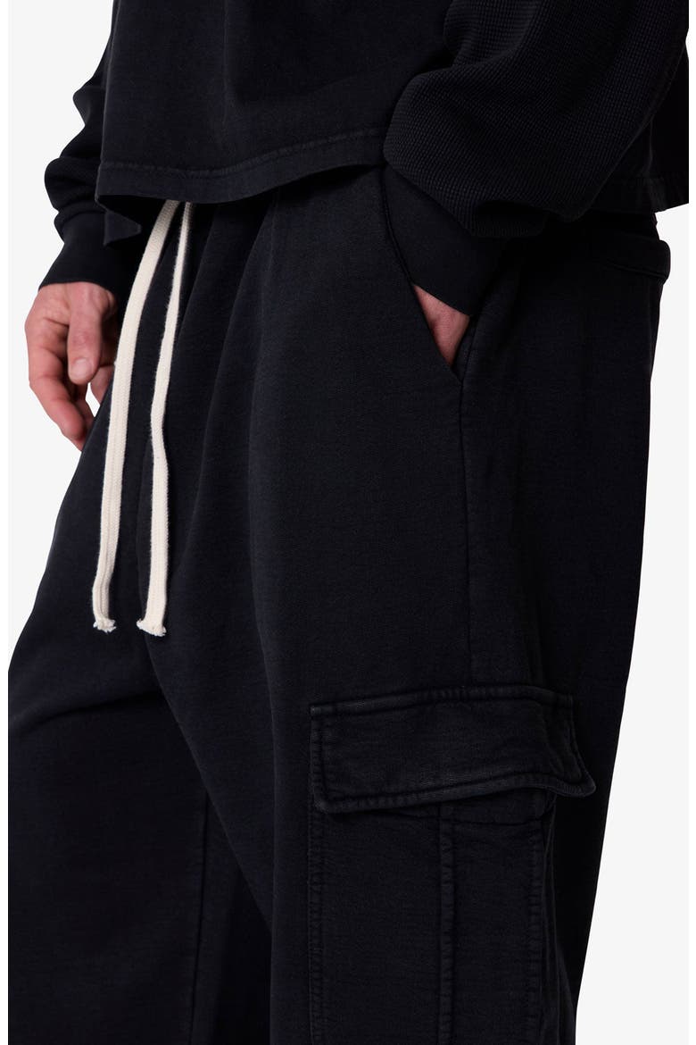 Ultra Baggy Cotton Flece Cargo Sweatpants, Alternate, color, VINTAGE BLACK