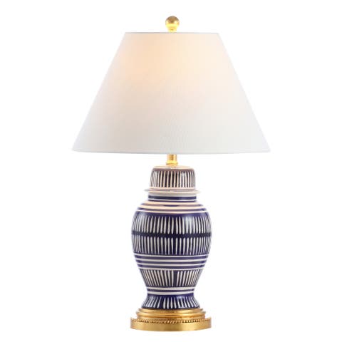 Reed 27" Ceramic/Iron Modern Coastal LED Table Lamp, Navy