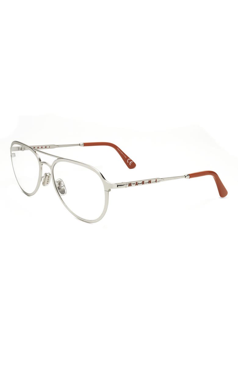 Marni 56mm Aviator Reading Glasses, Alternate, color, Silver