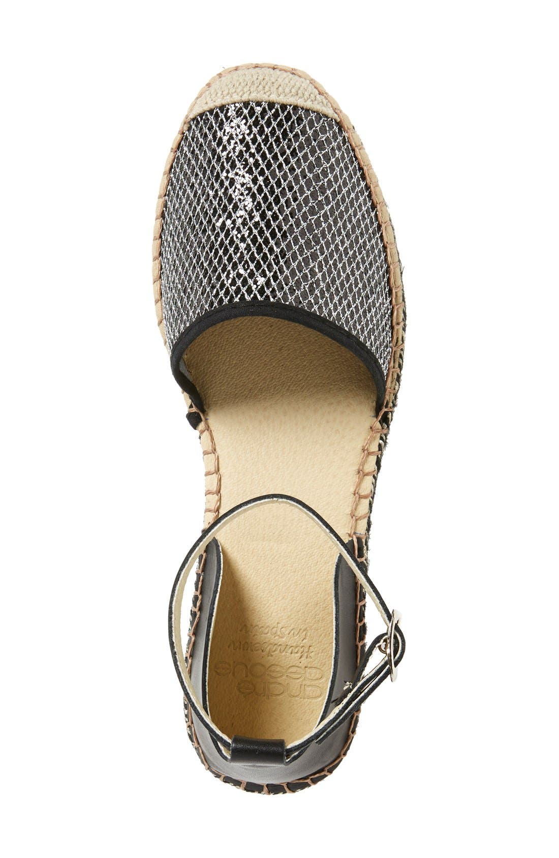'Ingrid' Ankle Strap Flat, Alternate, color, BLACK/ SILVER