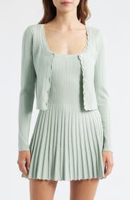 LoveShackFancy Martti Scallop Trim Crop Pointelle Cardigan