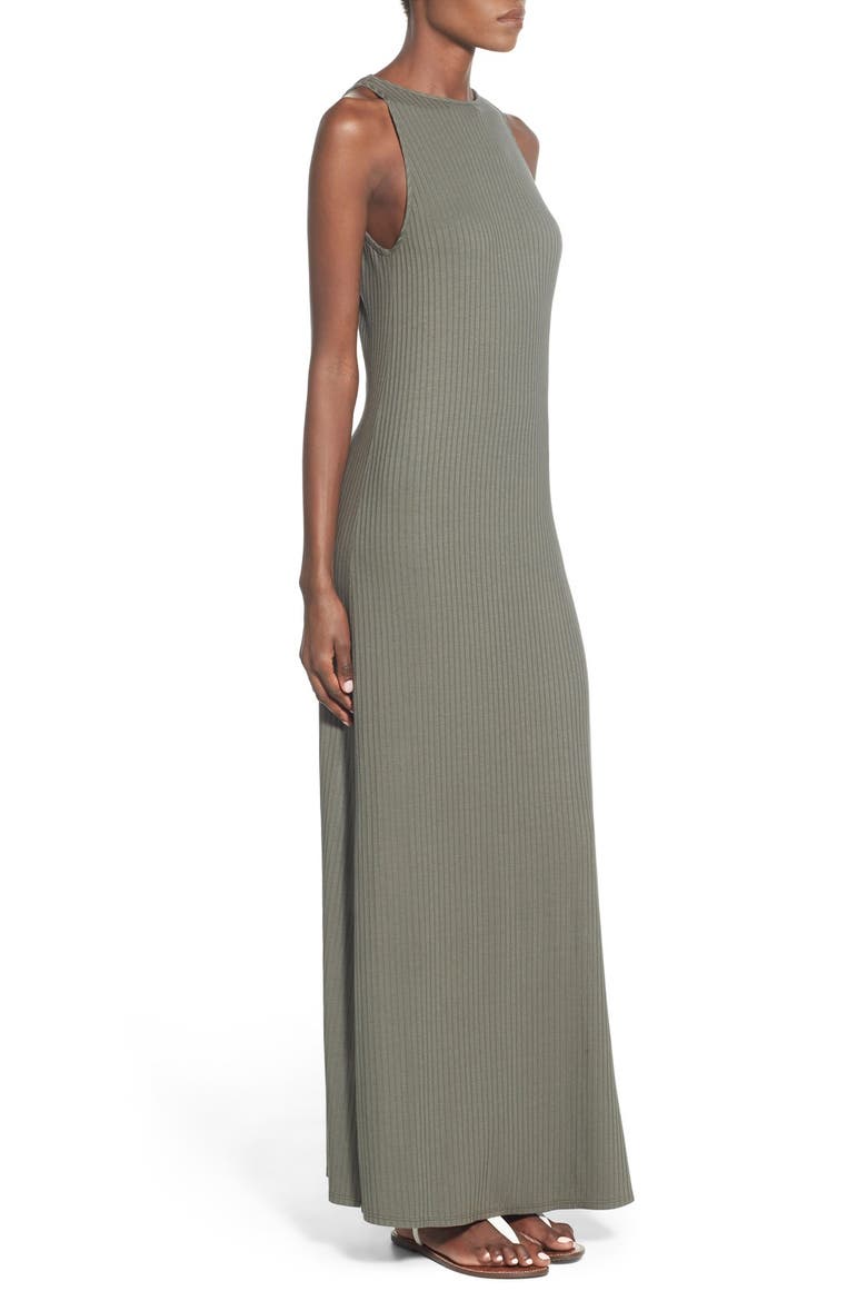 Ribbed Maxi Dress, Alternate, color, OLIVE